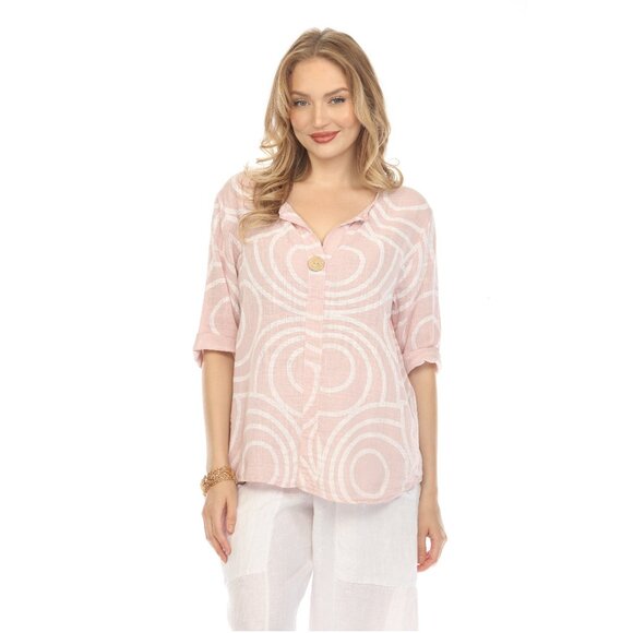 Light Pink Circle Print one button detail top - Picture 1 of 7
